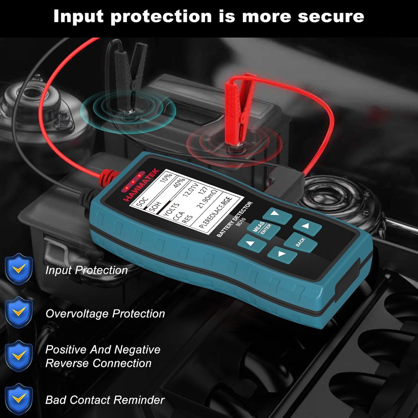 HANMATEK BD10 12V/24V Car Battery Tester, 100-2000 CCA Load Tester Automotive Alternator Tester Digital Auto Battery Analyzer Charging Cranking System Tester for Car Truck Marine Motorcycle SUV Boat