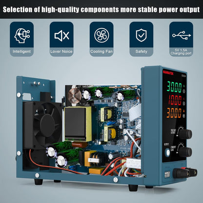 Adjustable DC Power Supply (0-30 V 0-10 A) HANMATEK HM310 Mini Variable Switching Digital Bench Power Supply with USB Charging Port