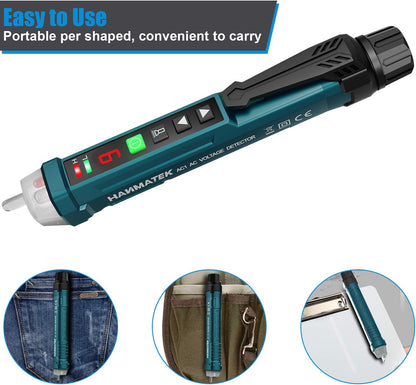 HANMATEK Non-Contact Voltage Tester with 9 Gear Adjustable Sensitivity Voltage Detector Pen AC Circuit Tester Tool LCD Display LED Flashlight Buzzer Alarm Range12V-1000V & Live/Null Wire Judgment AC1