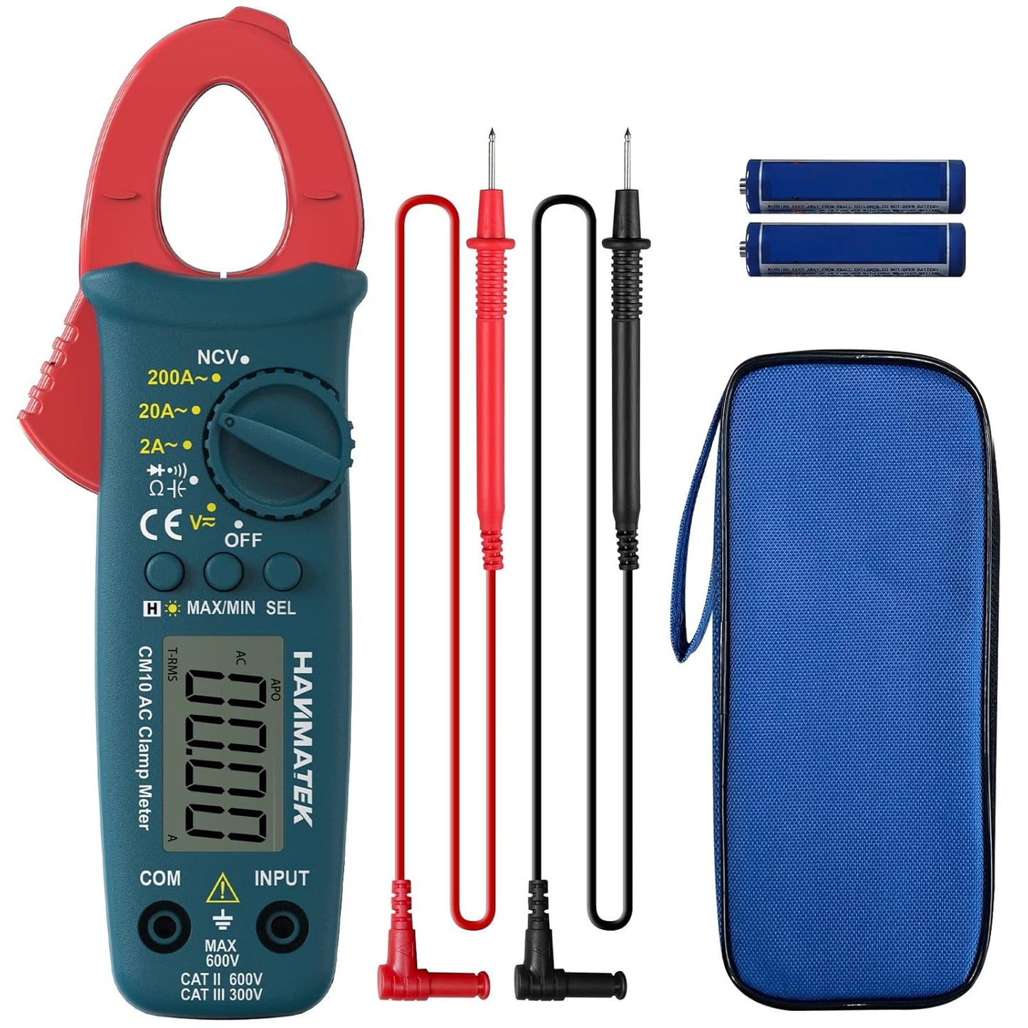 HANMATEK Digital Clamp Meter,Auto-ranging Amp Voltage Tester with Backlight,Clamp Multimeter 2000 Counts Amp Tester with AC/DC Voltage,NCV,Resistance,Capacitance,Continuity,Frequency